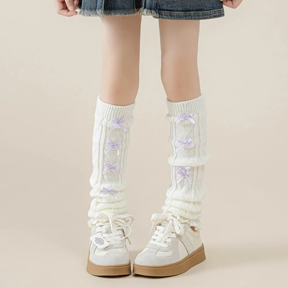 

Fashion Korean Style Children's Leg Warmers JK Harajuku Knitted Leg Cover Foot Cover Lolitas Plaid Bow Socks Children's