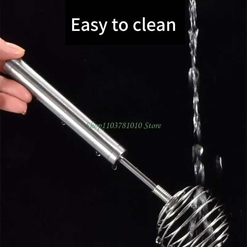 

U55D Eggs Mixer Stainless Steel Spirals Spring Whisk Hand Push Rotating Whisks Blenders
