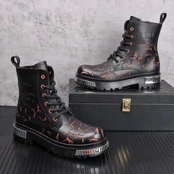 New Arrival Men Fashion Casual Ankle Riding Boots Spring Autumn Luxury Designer Youth Trending Retro Metal Decoration Shoes