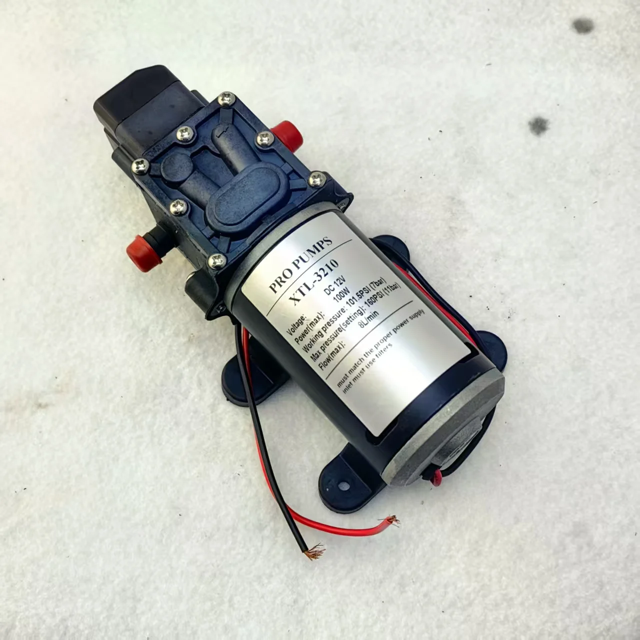 12V 100 Watt High Pressure DC Small Water Pumps 100 PSI 8 L/min Automatic Pressure Switch Diaphragm Self-Priming Pump