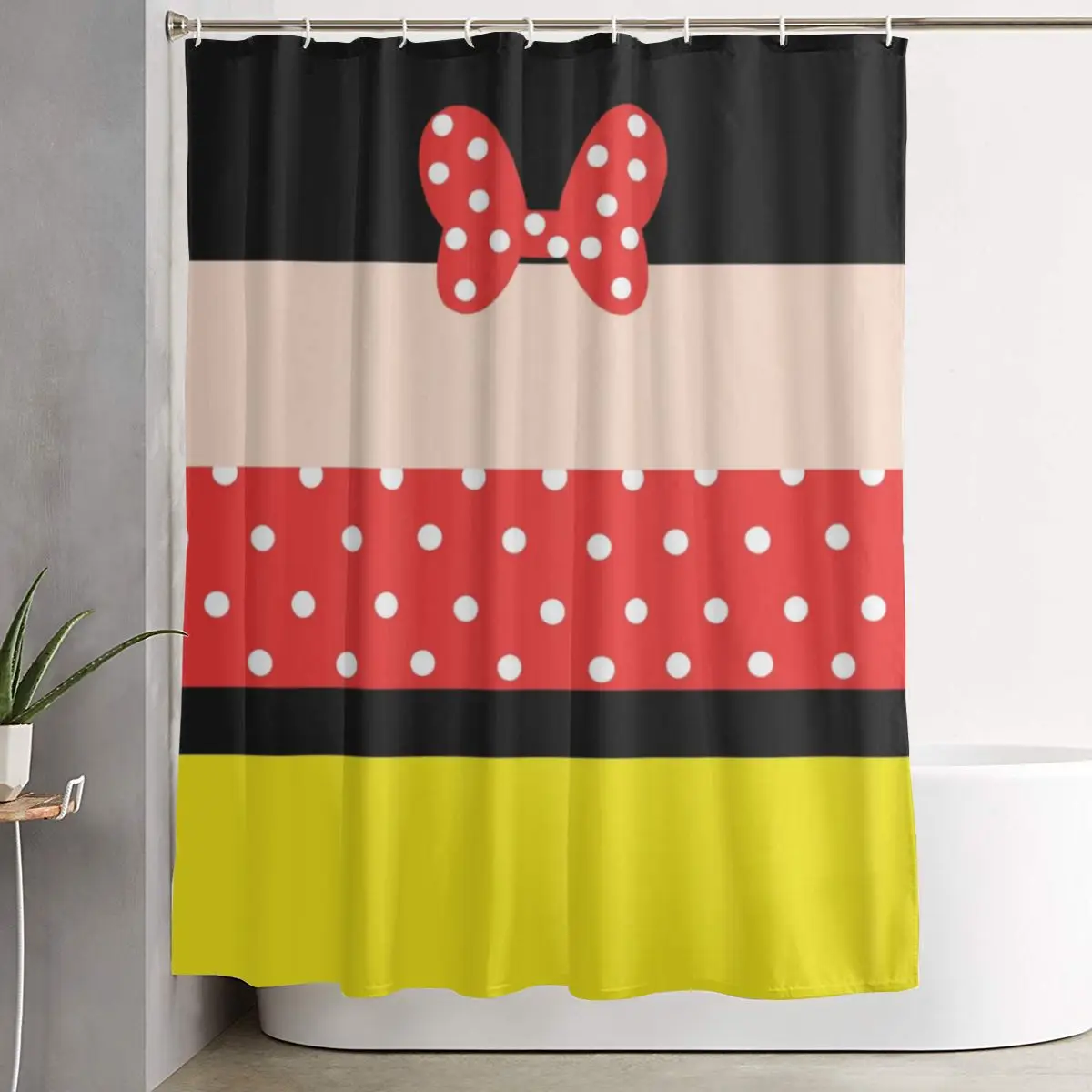 Mickey Mouse Cartoon Mouse Theme Shower Curtain Sets Bathroom Decor Curtains with Grommets and Hooks 60 x 72 Inch