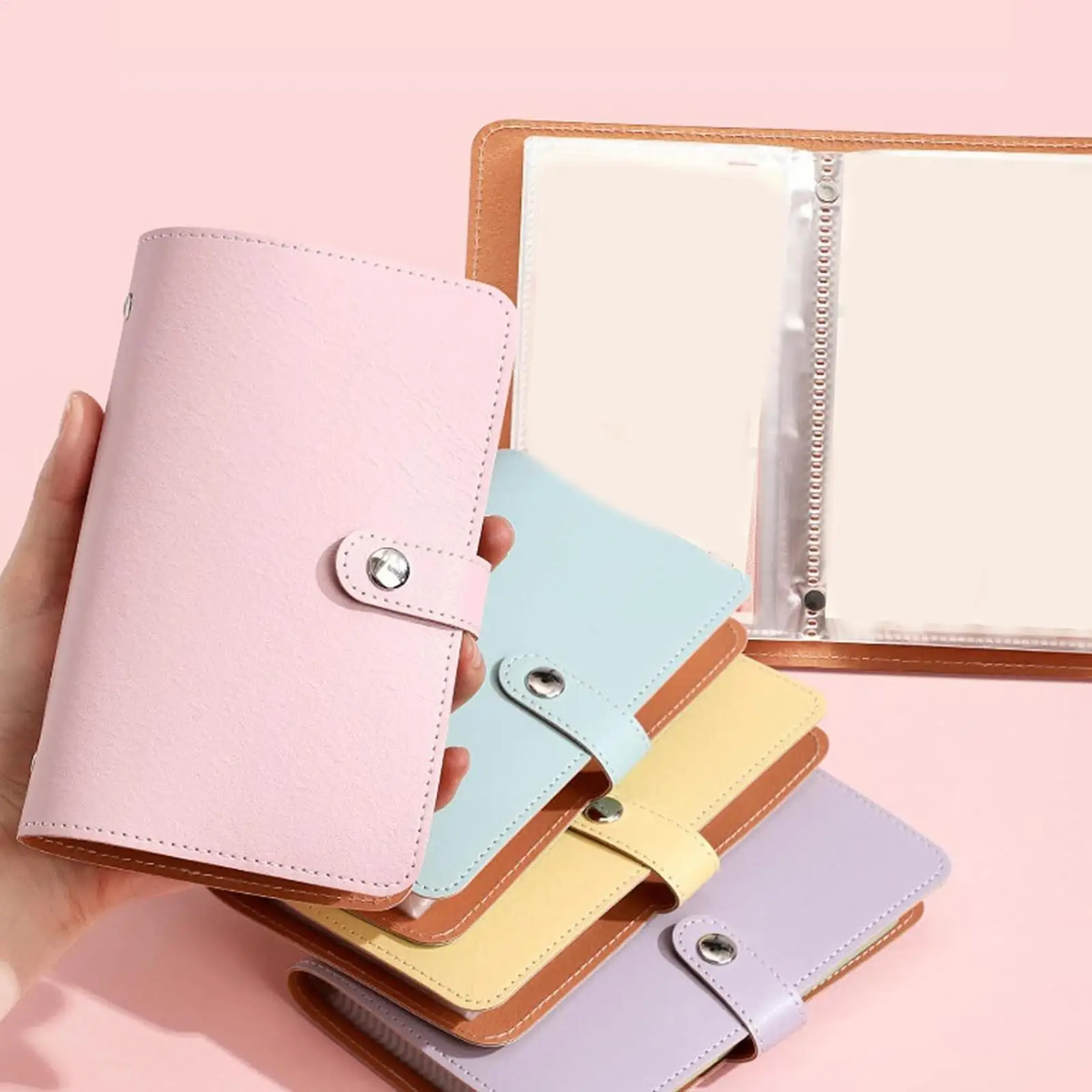 

2PCS Mini Savings Folder Budget Planner Binder PU Leather Cash Budgeting Planner Challenge Budget Planner Binder