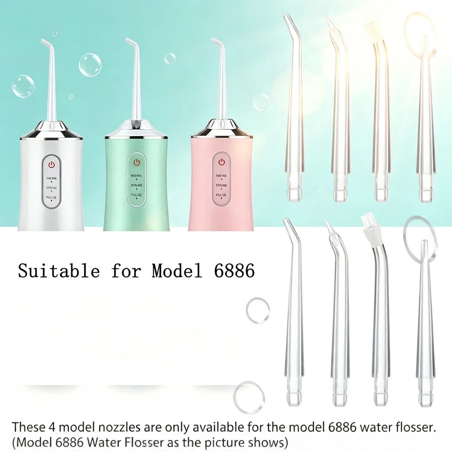 Water Flosser Replacement Tips, Easy‑to‑Attach Hygienic Clean Jet Tips for Model 6886 Water Flosser