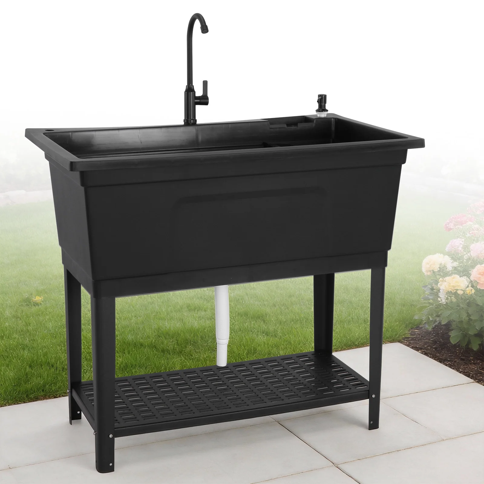 Washing Hand Basin with Stainless Steel Faucet Soap Dispenser Outdoor Hand Washing Station for Washing Room Backyard Garden