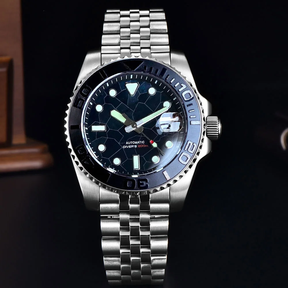 40mm sub 200m resistência à água relógio de corda automática para homem nh35aa movt mop dial 38mm inserção cerâmica 904l banda 120click moldura