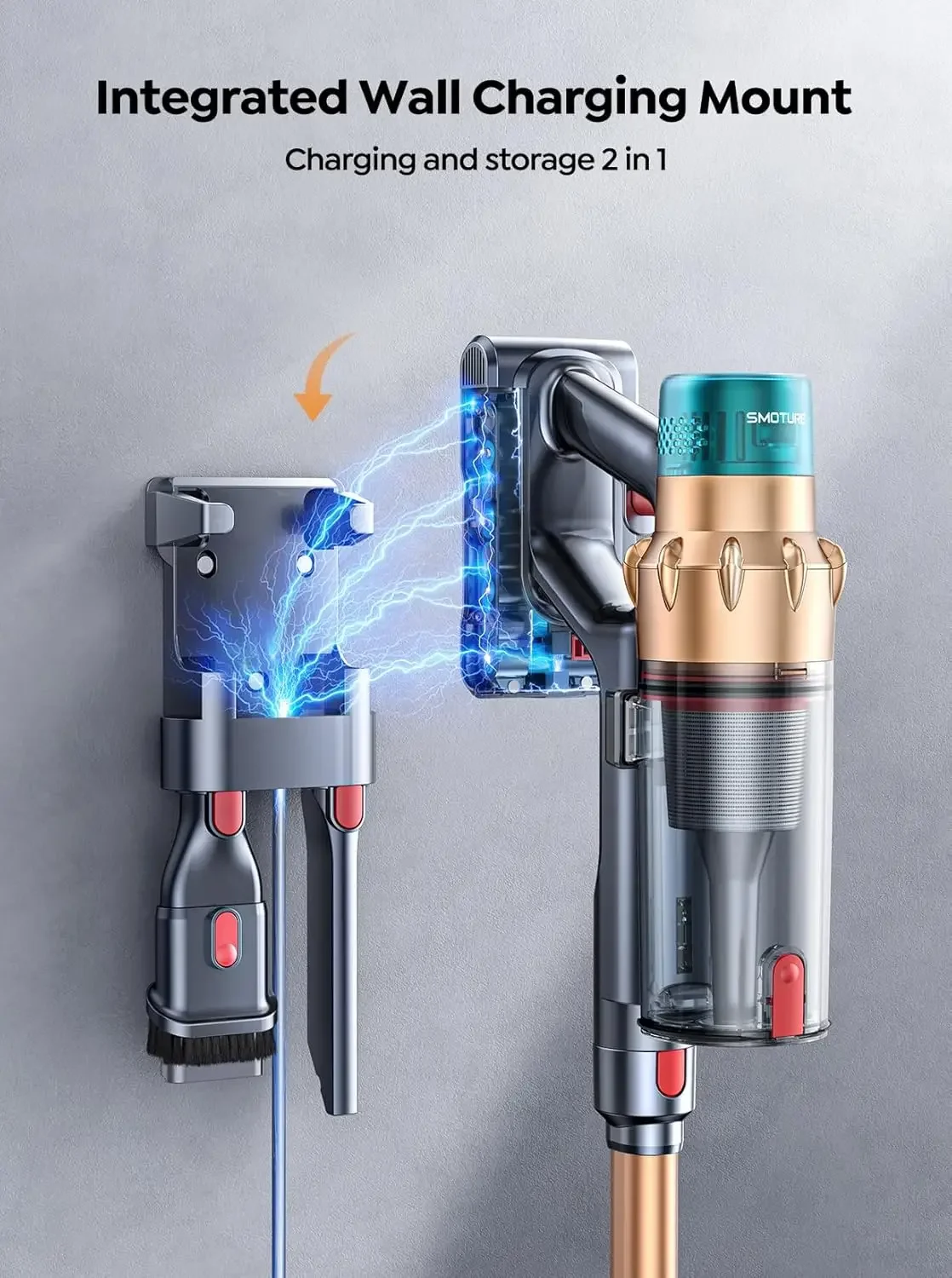 Vacuum Cleaner, 550W 45KPA 60 Mins Runtime Self-Standing Vacuum Cleaners for Home, Stick Vacuum with Charging Dock Station Remov