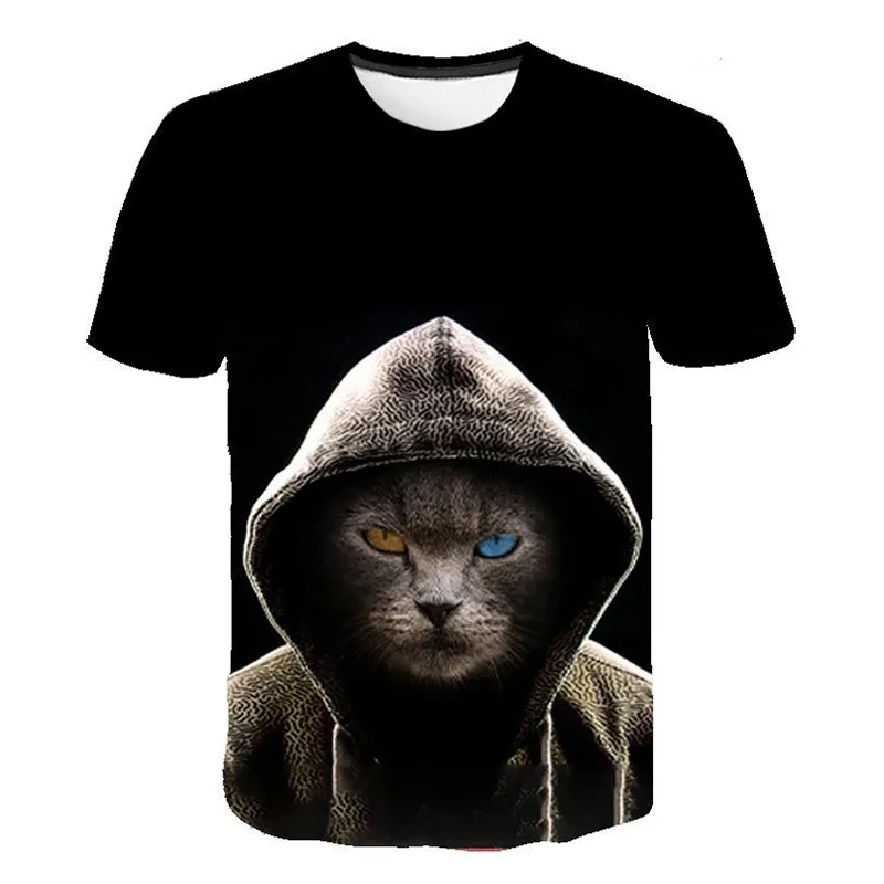 Funny Cat Cartoon 3D Harajuku Print Men's And Women's Summer Fashion Casual Slim Short Sleeve Round Neck T-shirt Top Oversized