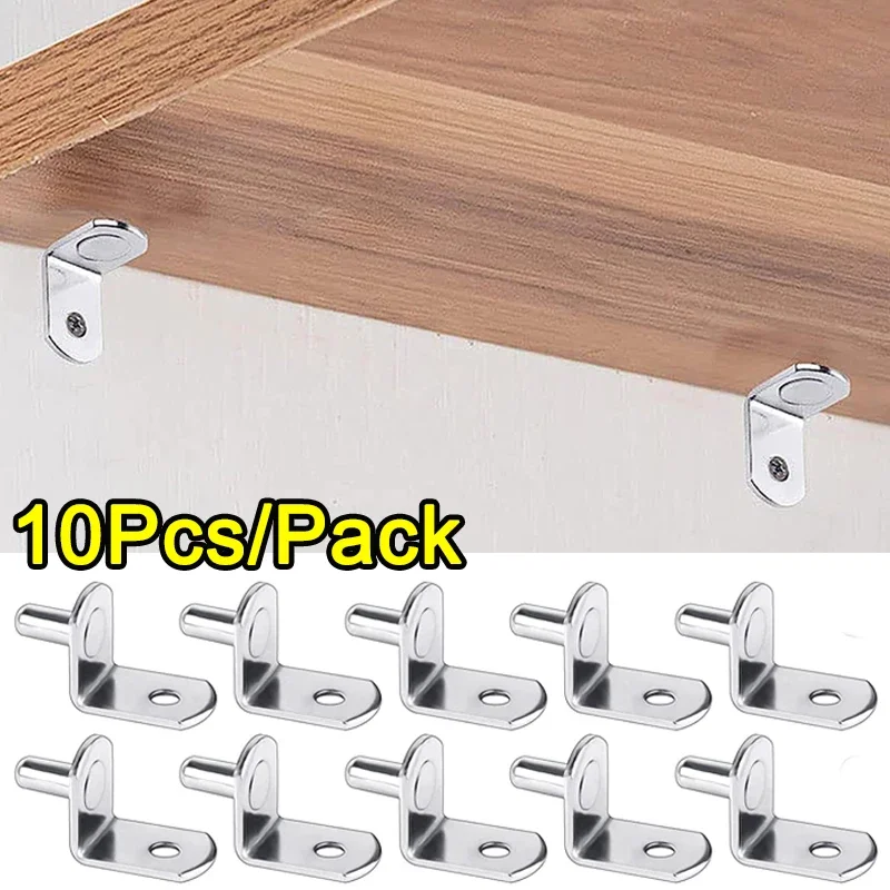 10/2Pcs Shelf Brackets Support Studs Pegs Pin Shelves Seperator Fixed Cabinet Cupboard Furniture Shelf Wall Mount Bracket Holder