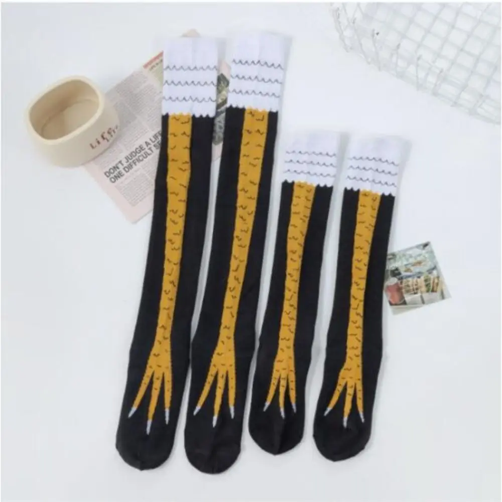 Novidade Algodão Chicken Feet Socks, Chicken Feet Socks, Respirável, Harajuku Street, Long Compression Socks, 3D Print, Acima do joelho, Novidade