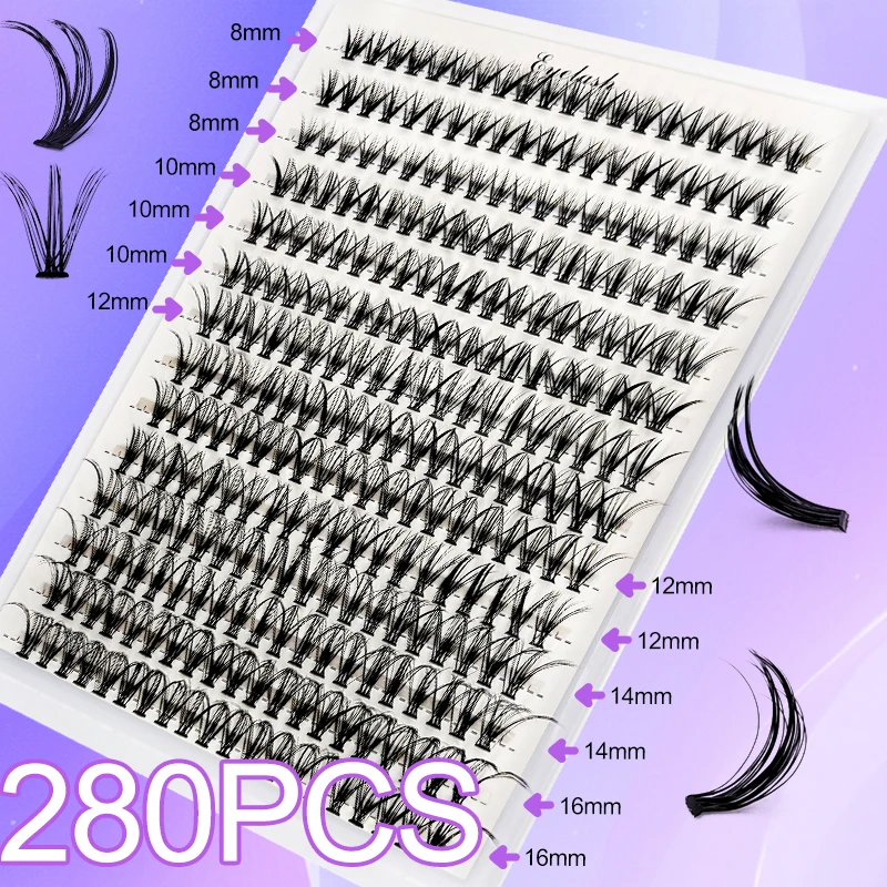 280 Clusters Fluffy Dramatic Thick Volume Eyelashes Natural Lashes Fake Lashes Eyelashes Individual Lashes Russia 30D/40D/50D