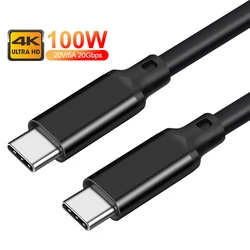 USB C to Type-C Cable 100W USB 3.2 Gen2 20Gbps PD 100W Fast Charging 4K Video Data Cord For SAMSUNG XIAOMI Laptop MacBook Pro