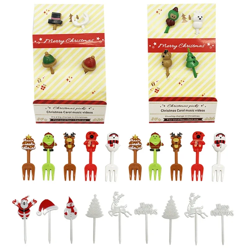 Christmas Fruit Fork Food Pick Sliced Fruit Fork Animal Plastic Toothpick Stick Bento Accessories Children\'s Food Selection