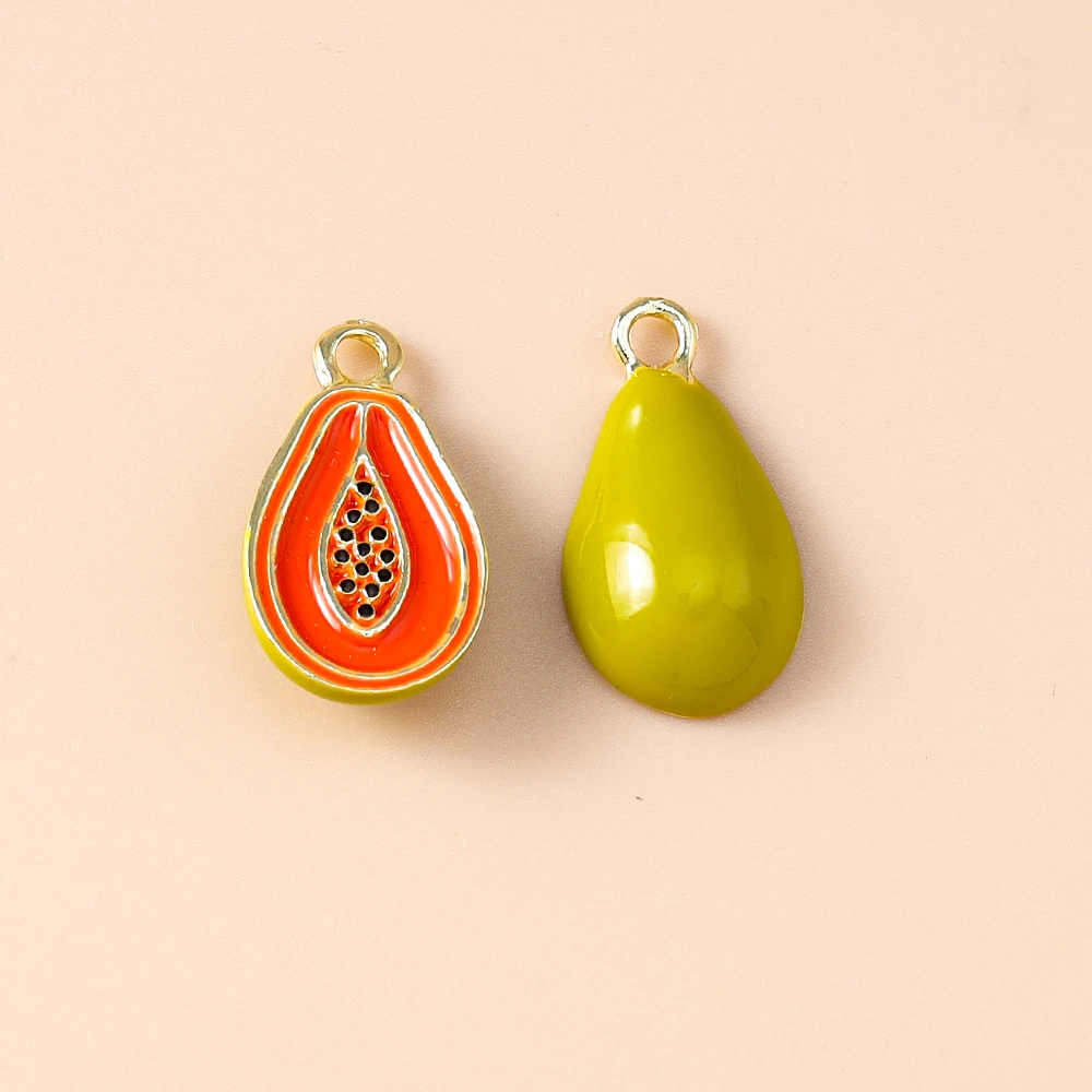 5 Stück Niedliche Gemischte Obst- und Gemüseanhänger: Kirsche, Traube, Mais - Emaille-Charms für DIY Schmuckherstellung, Halsketten und Ohrringe – Detail 14