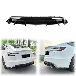 2024 To Up For Tesla Model 3 Rear Bumper Diffuser Lip Spoiler Splitter Protector Cover Body Kit By ABS Gloss Black Accessories