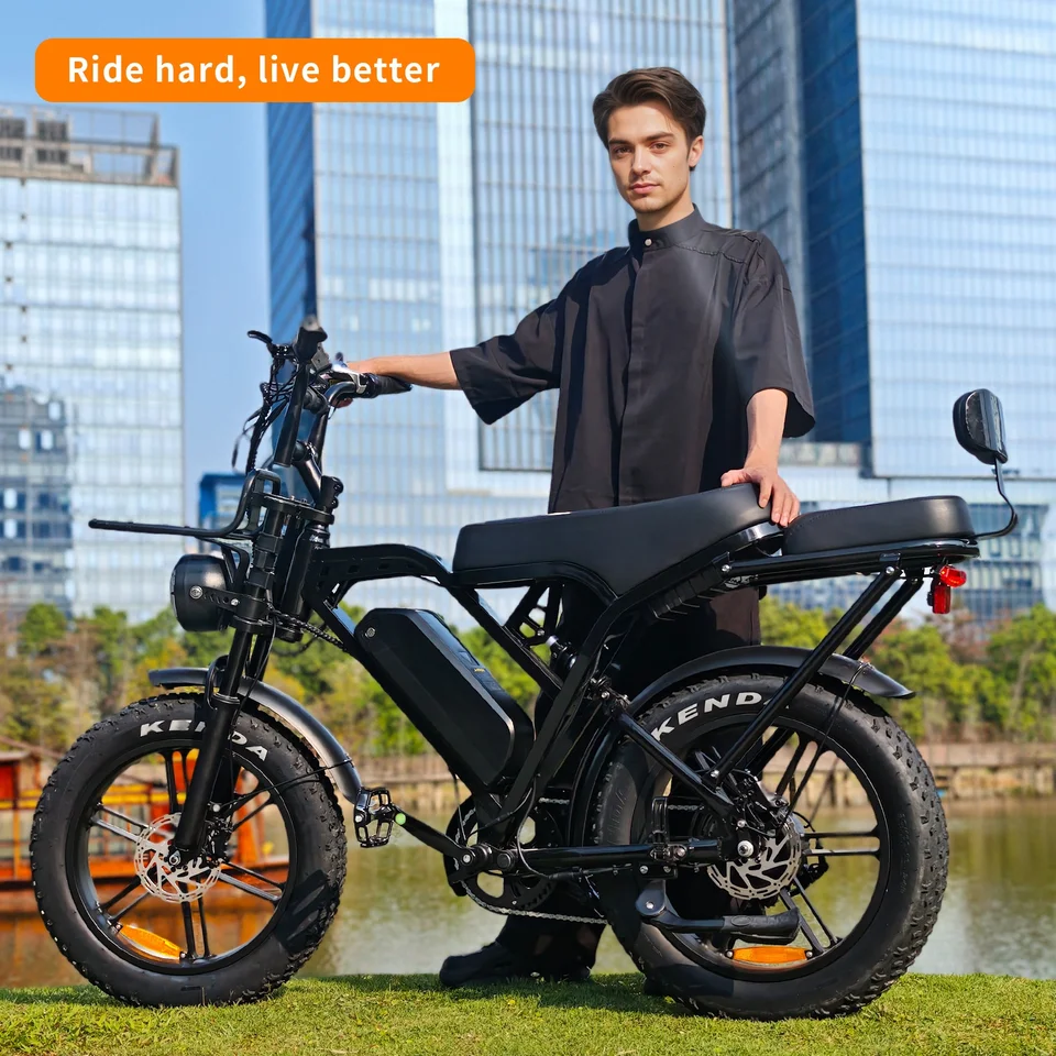 X80 Pro Adult Ebike 20 inch Fat Tire Off Road Electric Bicycle 1000W Motor 48V15Ah Long Range Battery Hydraulic Brake 7-speed Transmission Front and Rear Suspension Intelligent Display Outdoor Camping Mountain Snow Beach Commuter image 6