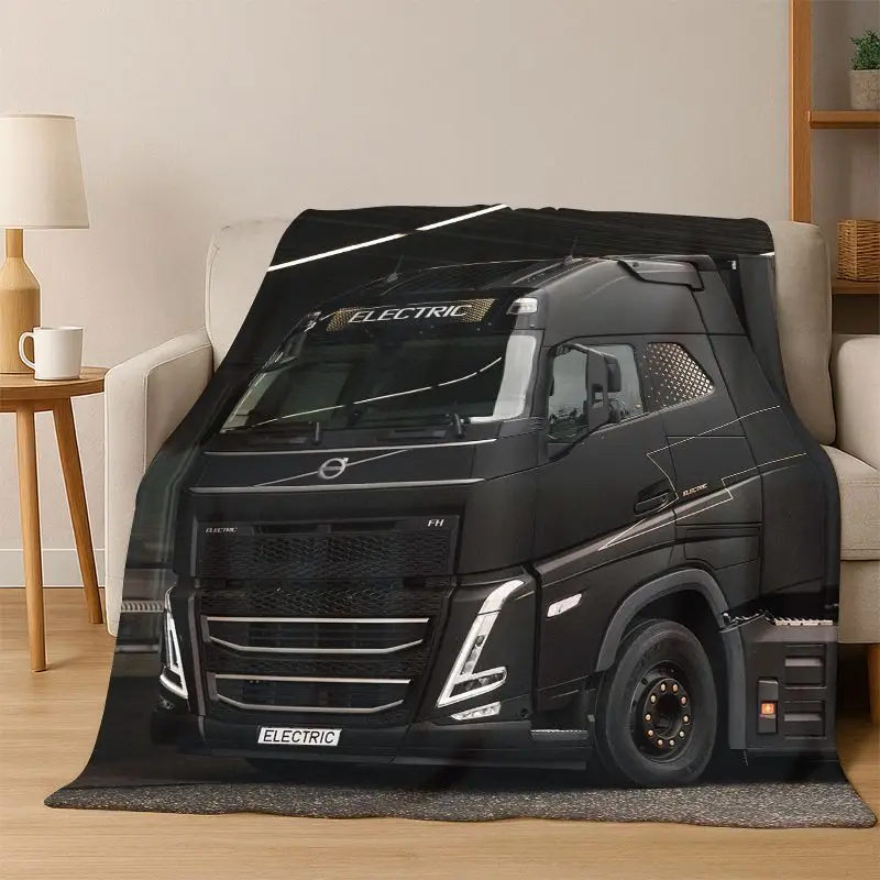 Classic V-Volvo Truck Lorry Flannel Blanket Soft Warm Blanket Throw Blanket for Bedroom Living Room Bed Travel Picnic Gift Kid