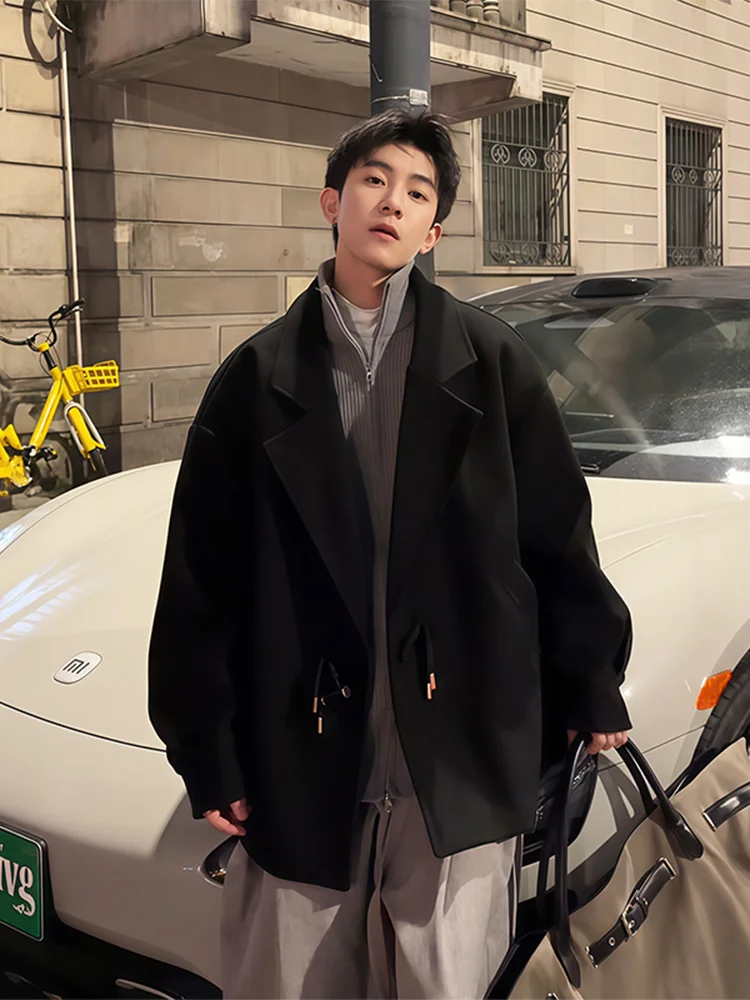 

Bla Samurai ort Шерстяное мужское пальто Осень Зима Американский модный бренд Haome Твидовый костюм Sle Jaet с роговыми пуговицами