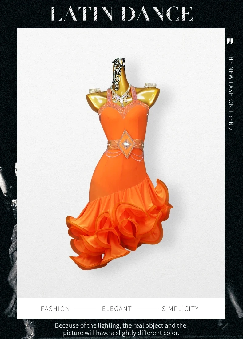 2025 Neues Damen-Latein-Tanzkleid Bühnenkostüm Amerikanische Kleidung Sexy Mädchen Party-Tanzkleidung Ballsaal-Anzug Midi-Auftritts-Outfit – Detail 2