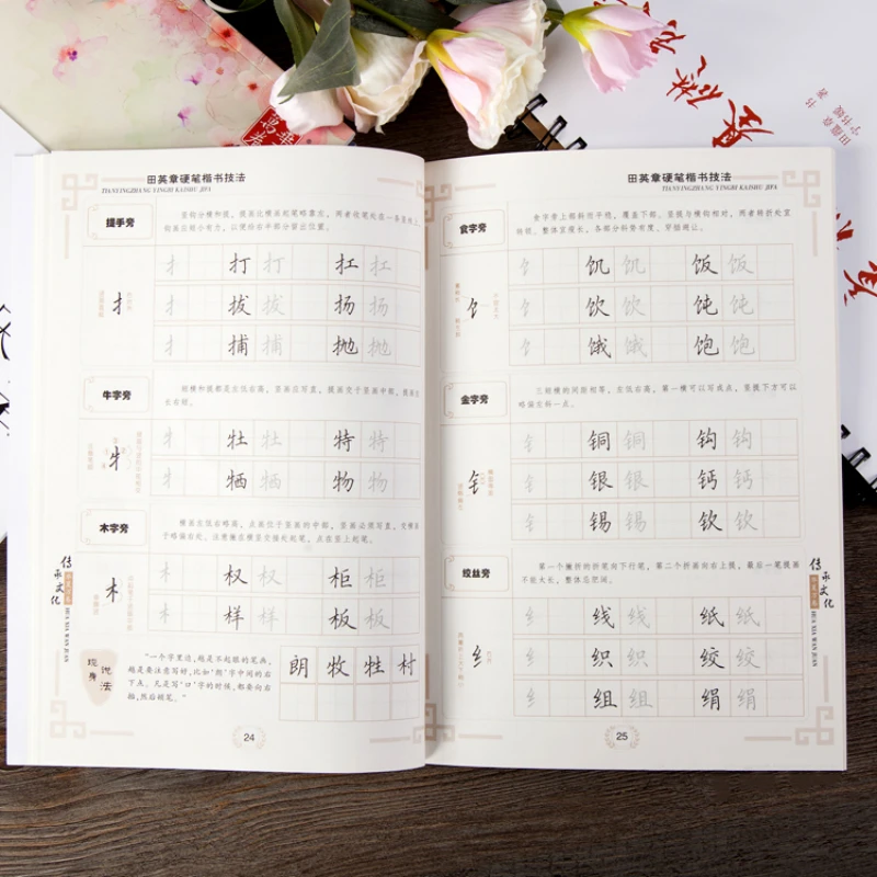 Tian Yingzhang Hard Pen Copybook Chinese Calligraphy Regular Script Technique Tutorial Book Beginner Running Script Writing Book