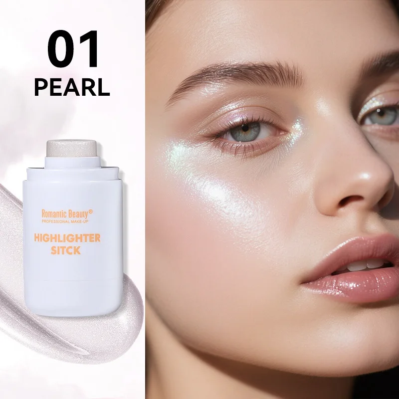 멀티 컬러 페이스 하이라이터 및 블러쉬 스틱 크리미한 부드러운 질감 볼과 코를 위한 반짝이는 광채 효과 빠른 메이크업