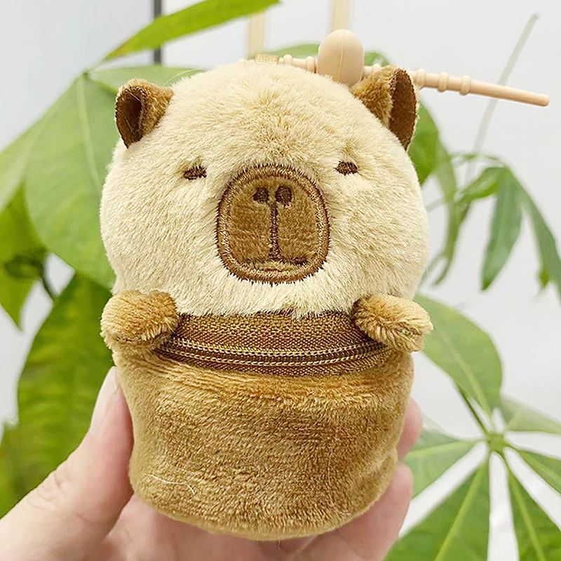 Capivara dos desenhos animados panda moeda bolsa chaveiro moda zíper saco de armazenamento criativo bonito pequeno saco pingente decoração meninas presente