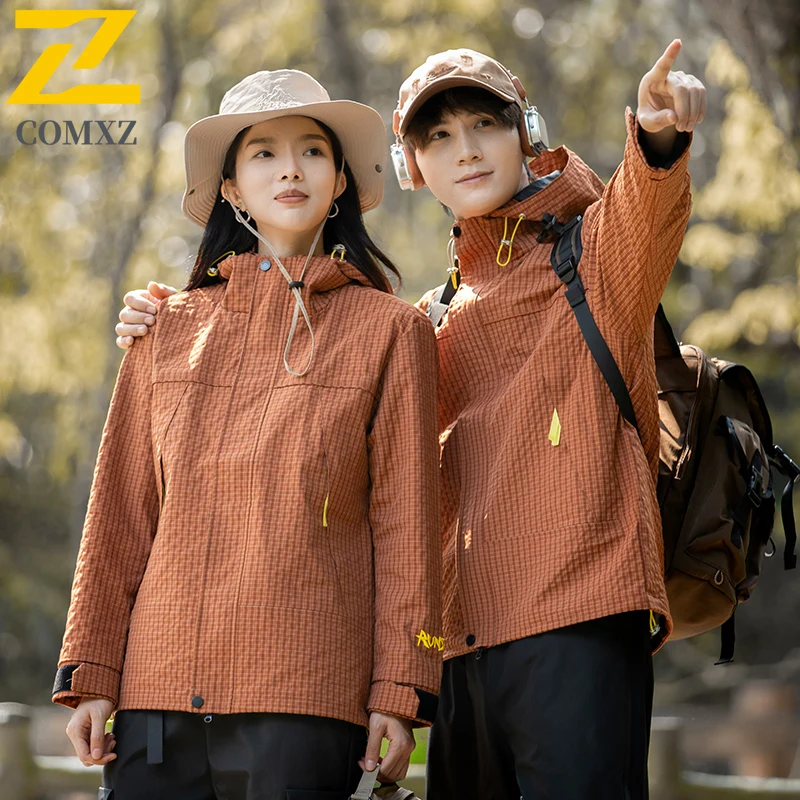 

2025 New Couple Charge Jacket Fashion Embroidery Windproof Waterproof Breathable Hooded Jacket Outdoor Mountain Camping Jacket