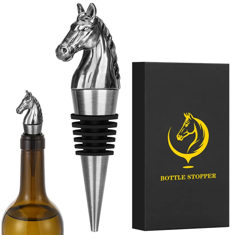 Vintage Horse Head Wine Stopper Metal Champagne Bottle Stoppers Bar Accessory for Wedding Party