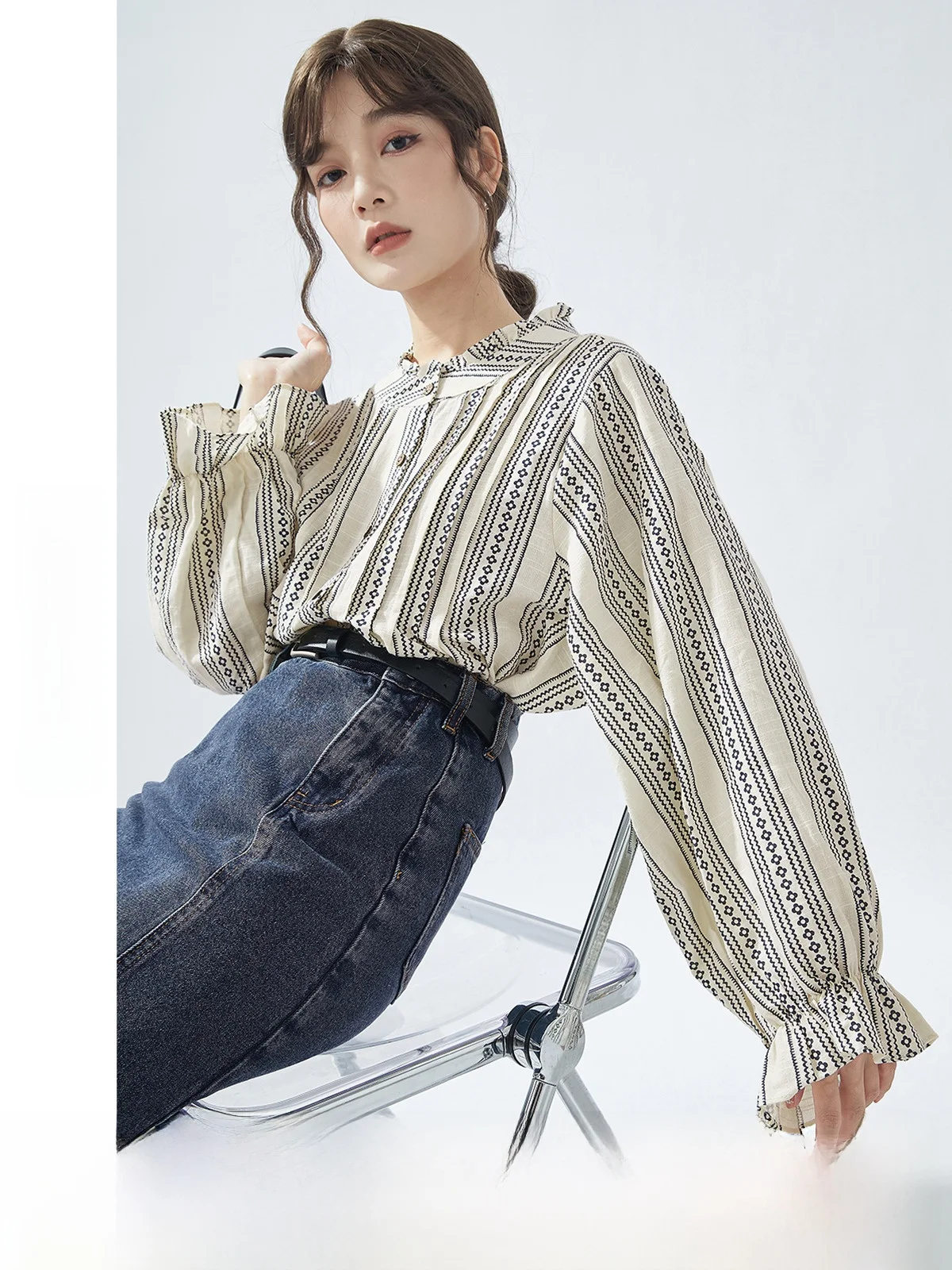 

Женские длинные брюки Guier с цветочным принтом и пуговицами, стандартный крой, весна-осень, винтаж G2322 # Коммуте Слэ