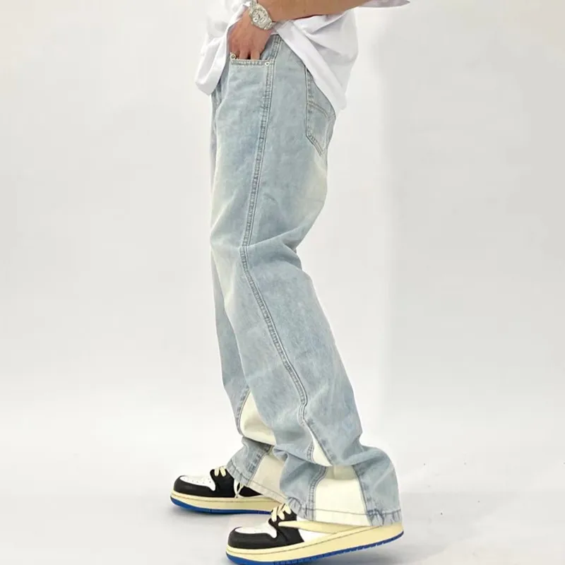 2026 Neue Mode Patchwork Retro Washed Baggy Herren Schlagjeans Hip Hop Gerade Damen Vintage Denim Hosen Pantalon Homme – Detail 9