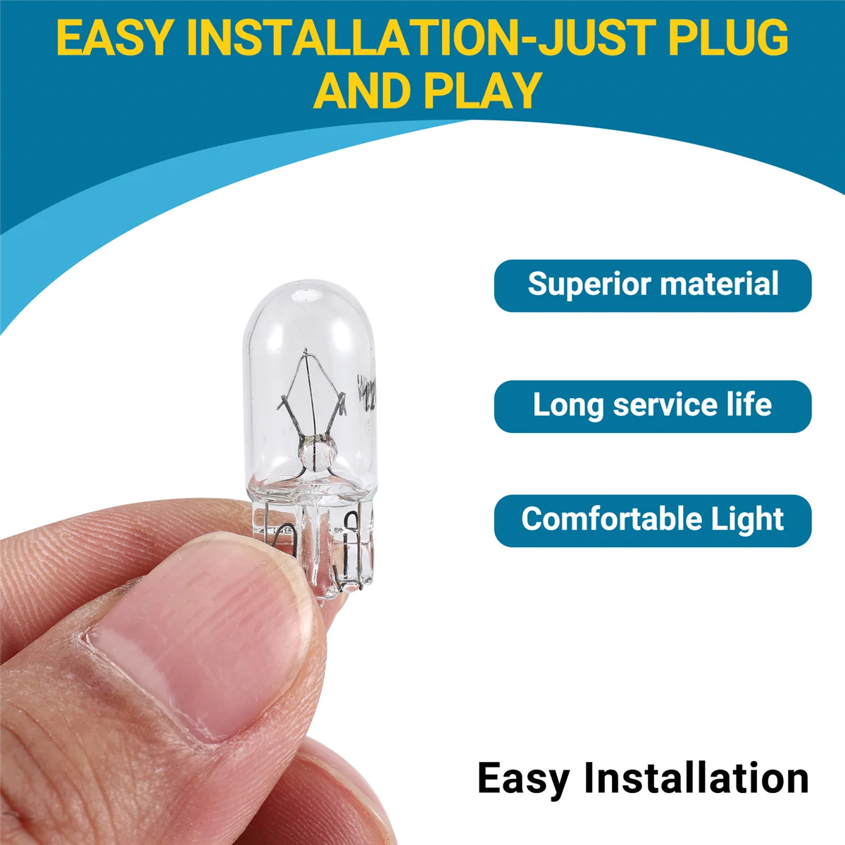 Bombilla halógena para coche T10 12V 5W 168 194 W5W, grupo de instrumentos, lámpara de tablero, luces de lectura, paquete de 10 blanco cálido