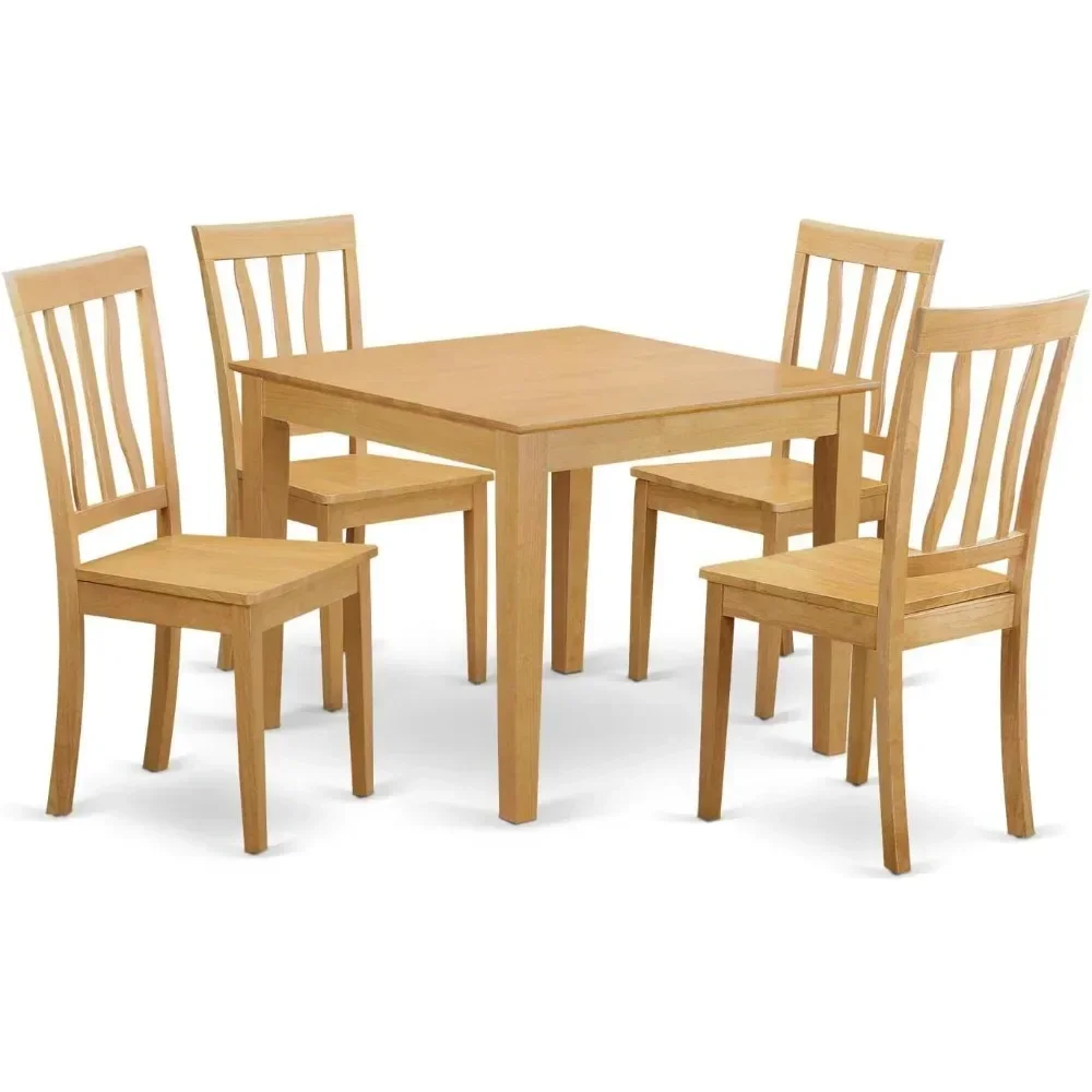 

OXAN5-OAK-W Oxford 5 Piece Modern Set Includes a Square Wooden Table and 4 Kitchen Dining Chairs, 36x36 Inch