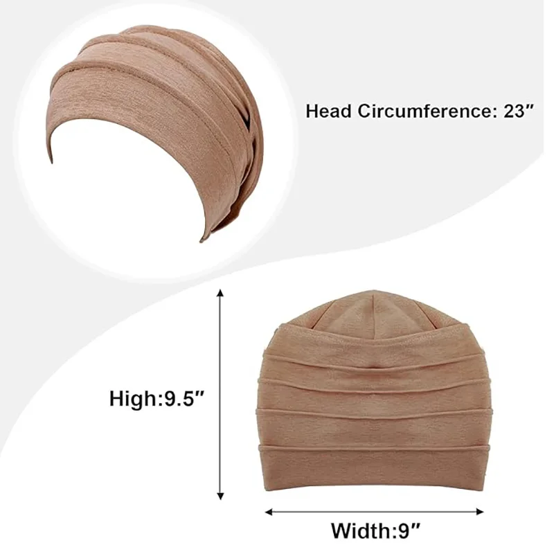 New Women Solid Color Turban Cotton Cancer Beanie Bonnet Inner Hijabs Cap Hair Loss Chemo Hat Elastic Head Cap Muslim Indian Hat