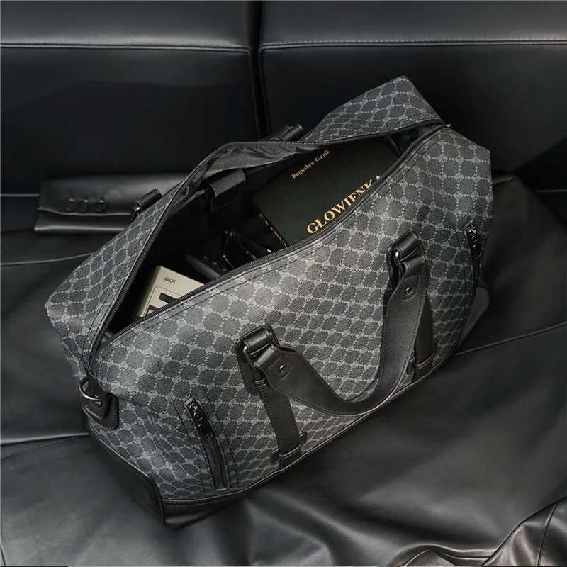 Plaid Top-Handle Bags Men Crossbody Shoulder Bag High Capacity Men\'s Travel Bag Luxury Fashion Gym Handbag Mens Shoulder Bag