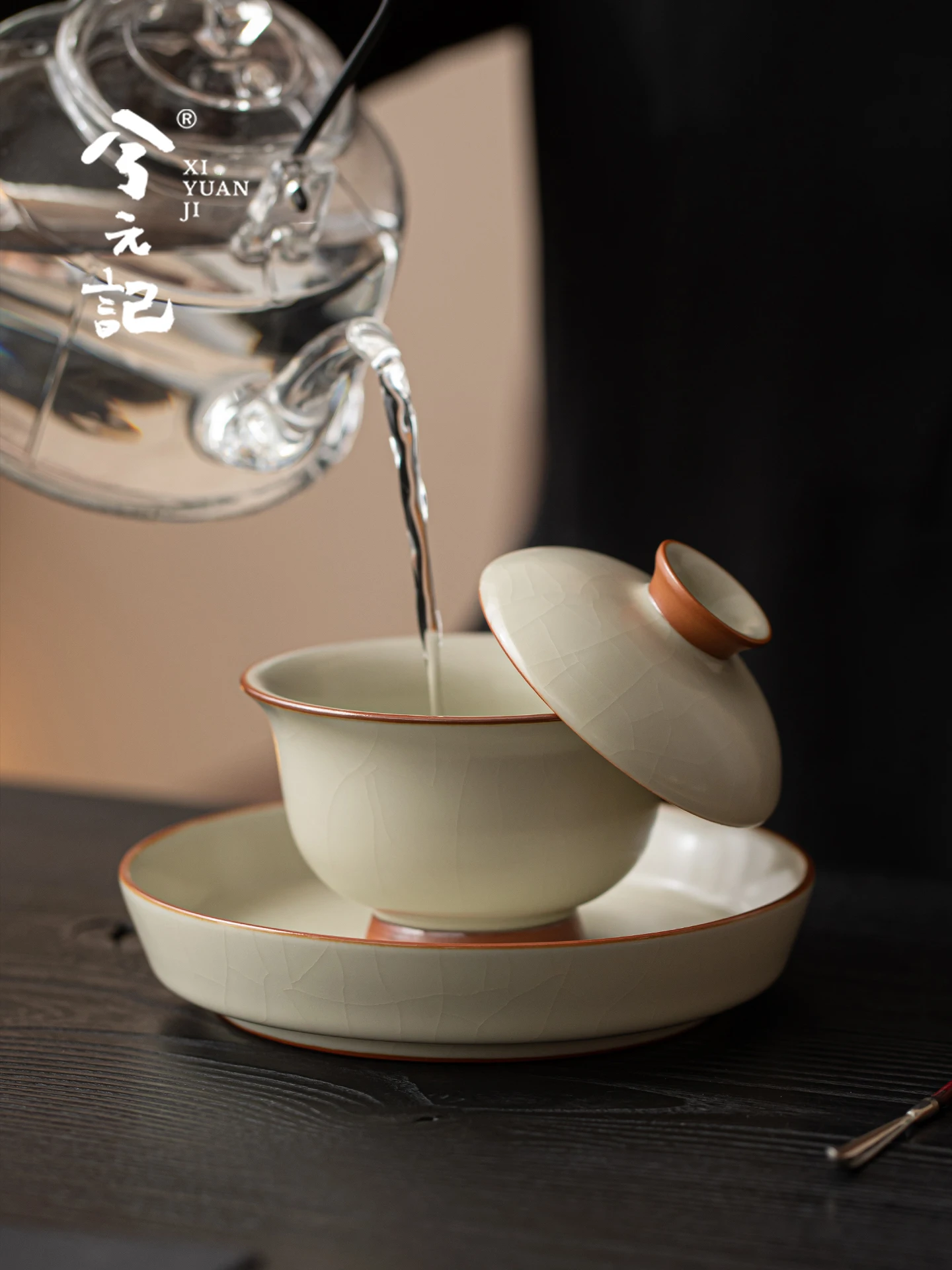 Beige Ru Ware Sancai Gaiwan Tea Cup Single High-End with Lid Household Kung Fu Set Brewing Bowl 2026 New