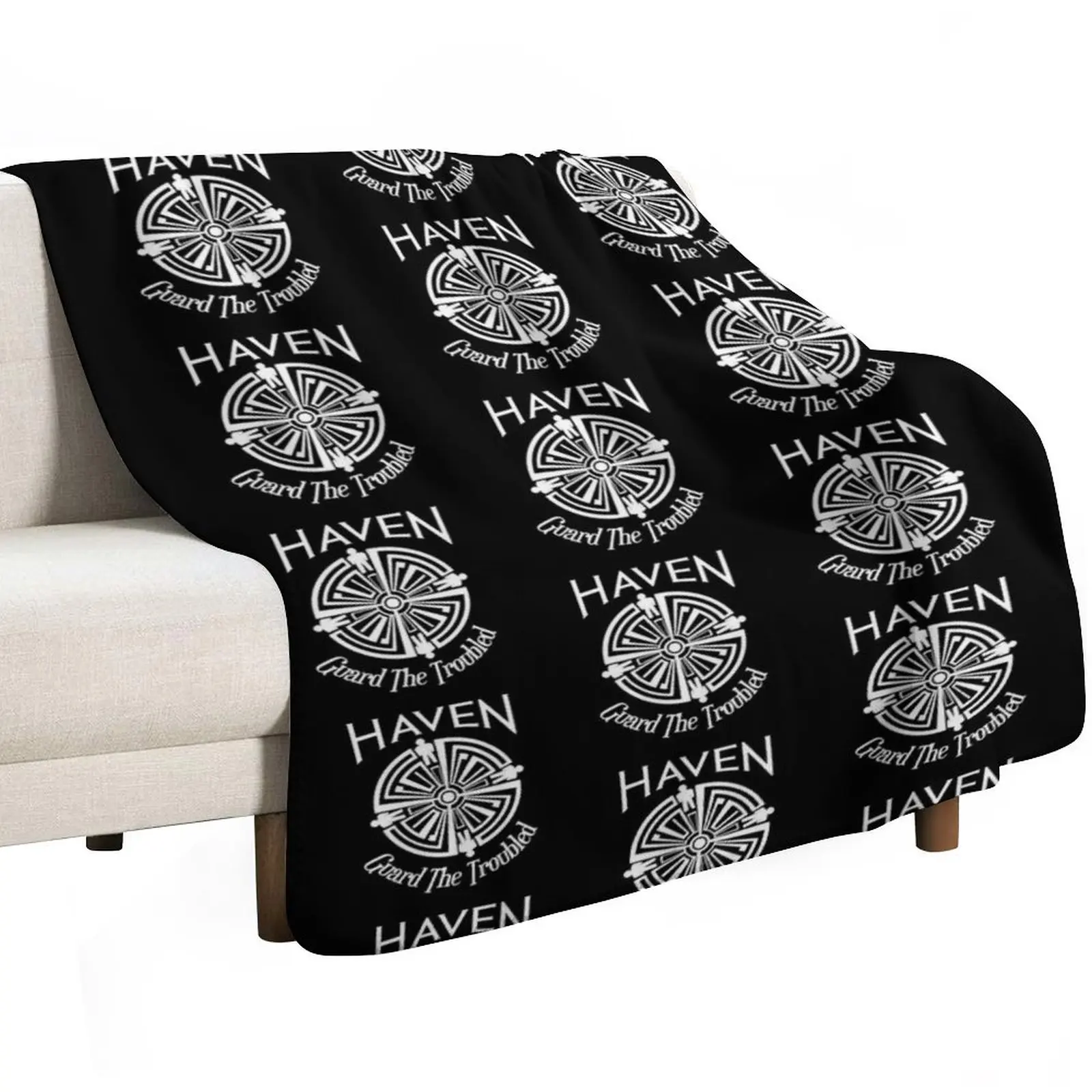Haven Troubled Tattoo White Logo Throw Blanket Retros sofa bed Cute Softest funny gift Blankets