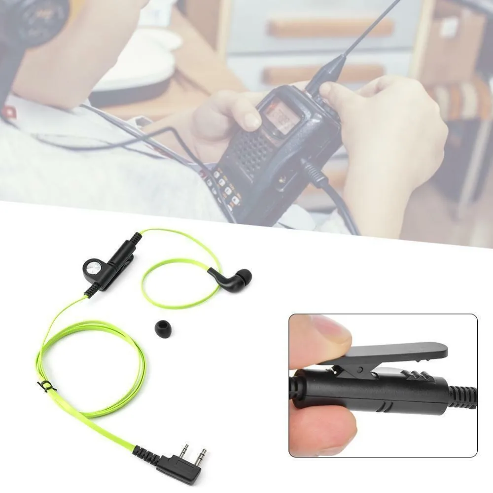 Professional 2 Way Earpiece Two Way Radio ABS Walkie Talkie Earphones 2 Pin Noodle Headphone Cord for Kenwood Baofeng