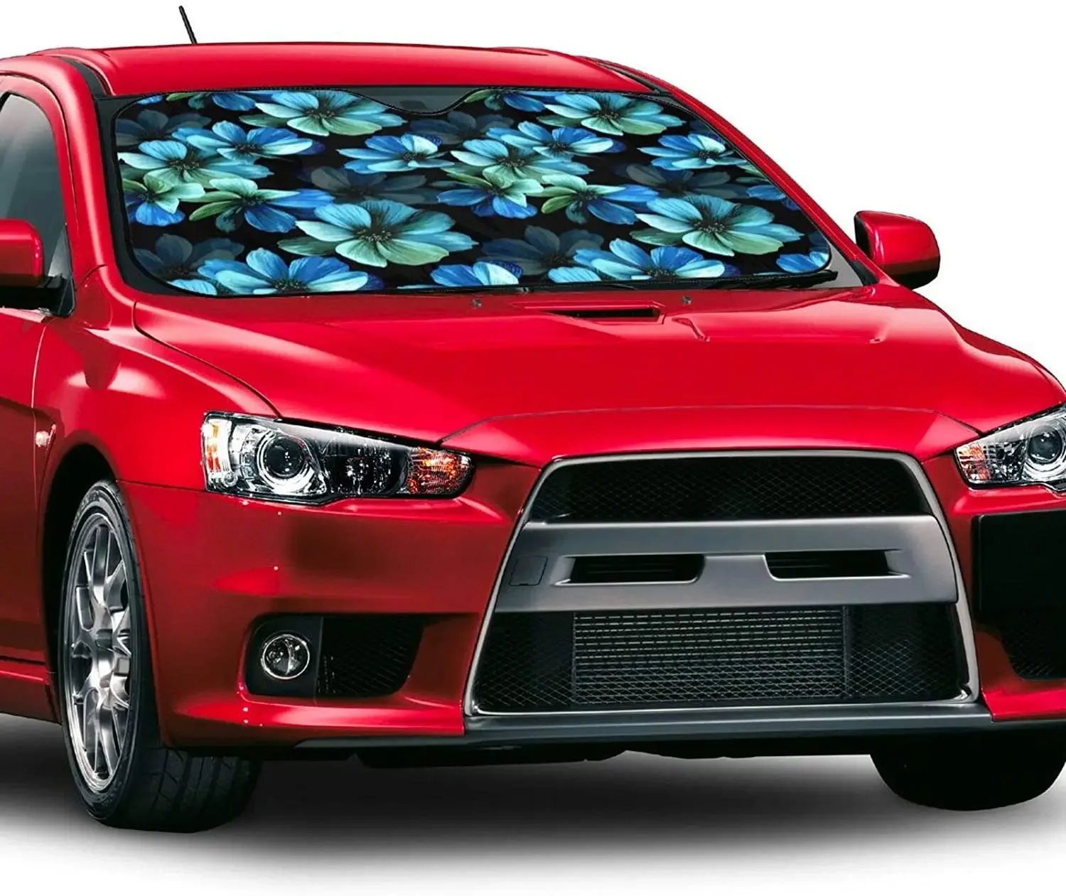 Foruidea Blue Aqua Hibiscus Blossom Flower Car Windshield Sun Shade Auto Sunshade for Car Truck SUV-Blocks Uv Rays Sun Visor Pro