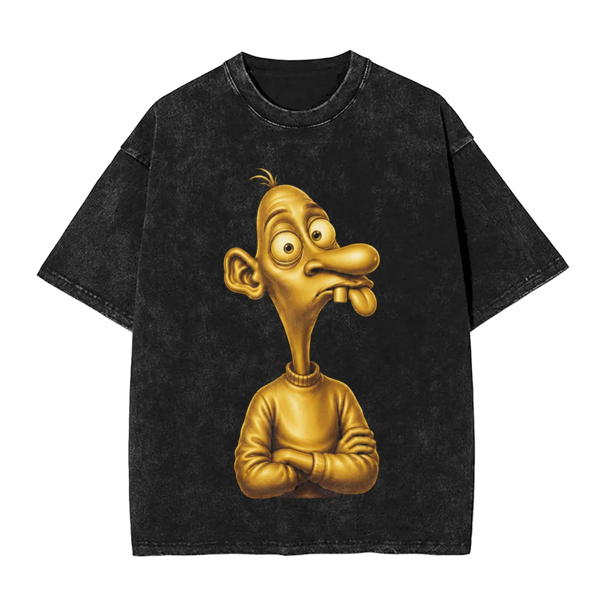 Washed T Shirt Golden Neegy Meme Funny Internet Brainrot Gen Z Humor Vintage T-Shirt Harajuku Streetwear Tops Tees Men Women