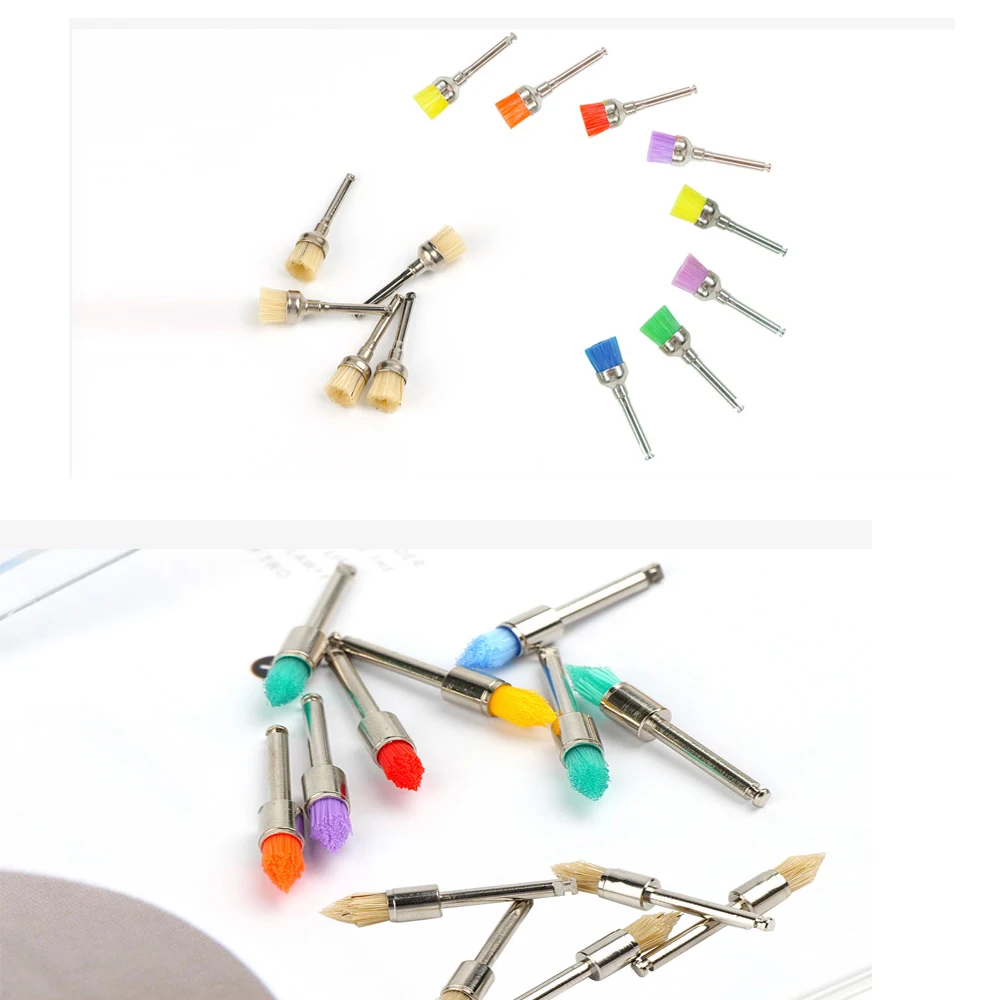100Pcs Disposable Teeth Polishing Brushes Flat& Pointed Tip For Low Speed Handpiece Oral Beauty Teeth Stain Remover