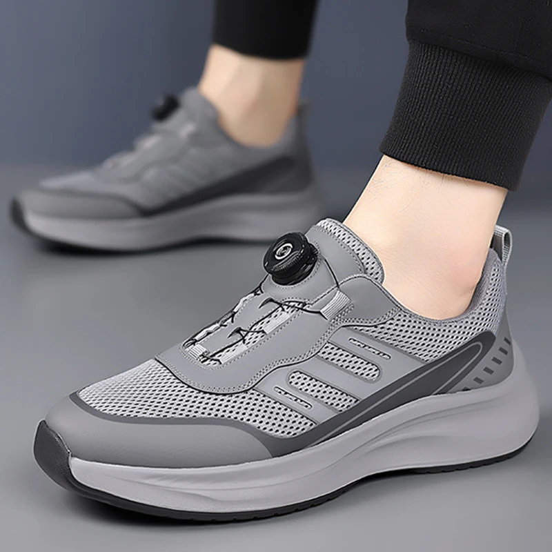 Summer Men's Sneakers with Rotating Buckle Fashion Comfy Non Slip Lace up Durable Shoes for Men Outdoor Activities Casual Shoes
