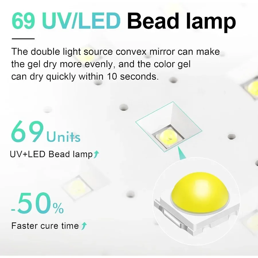 Professionele nageluithardingslamp voor gellakdroger 72W LED UV-nagelverlichting met armsteunkussen Intrekbaar ladePerfect voor Mani