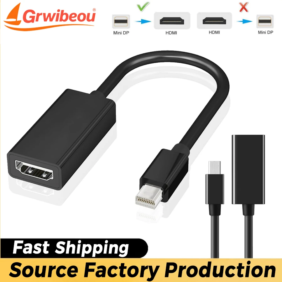 Mini DisplayPort To HDMI-compatible Adapter 1080P Mini DP Male To HDMI-compatible Female for MacBook Air Pro Monitor Projector