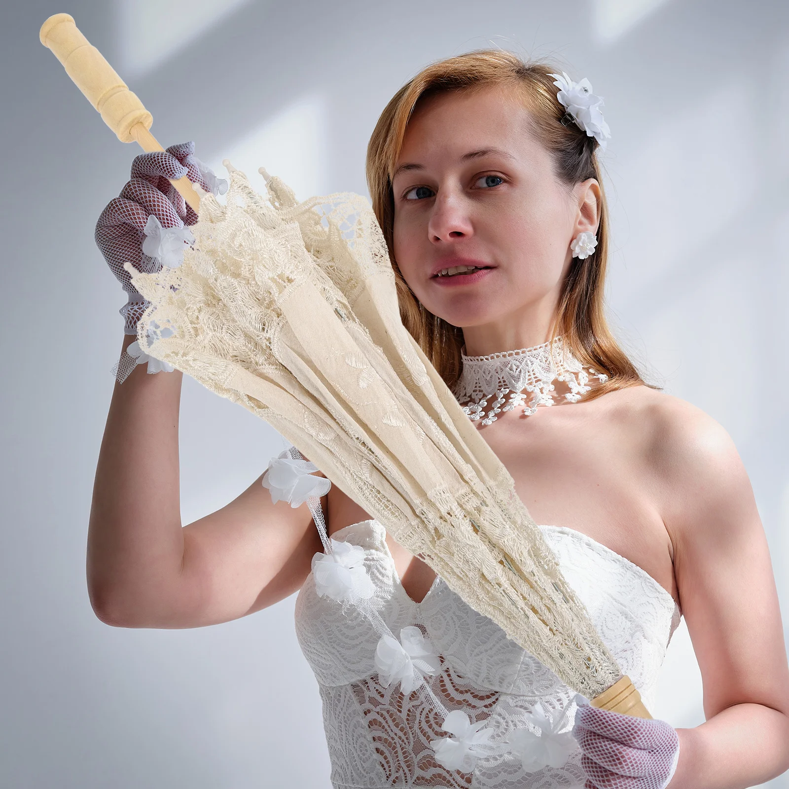 

Decorative Craft Umbrella Vintage Lace Bridal Wedding Photography Black Extra Large Parasol Umbrella for Stage Tea Party DIY