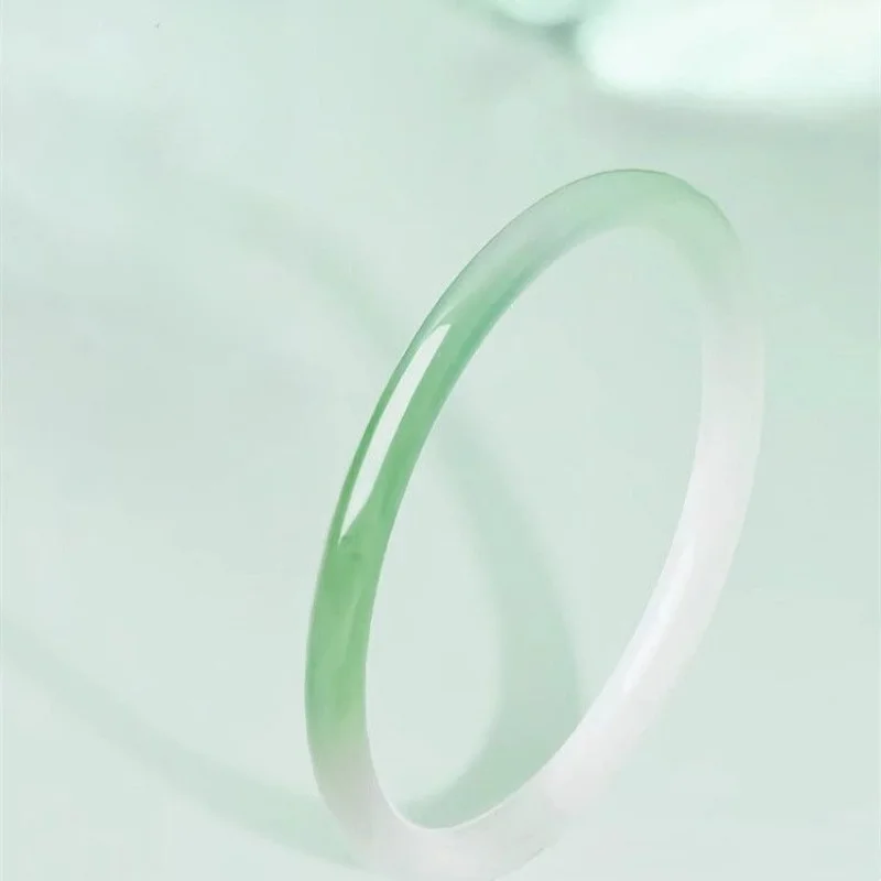 Green chalcedony bracelet Girls chalcedony bracelet Thin strip jingle bracelet Young