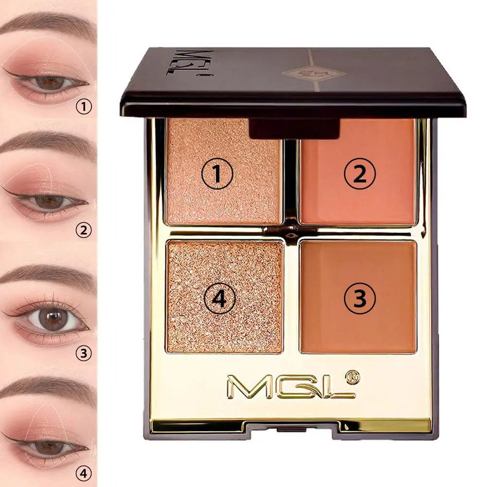 新しい4色アイシャドウパレット、マット＆シマー仕上げ、ソフトミルクティートーン、コンパクトで毎日の学生向けメイクに簡単
