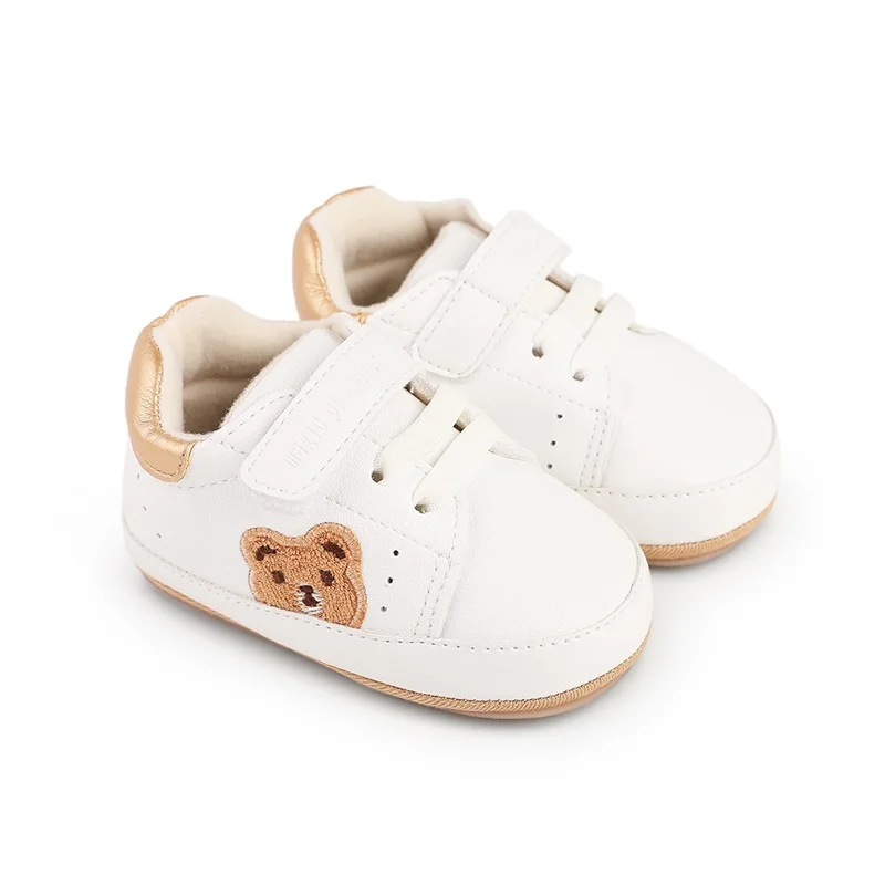 Baby Boys Girls Moccasins Sneakers Bear Embroidery Soft Sole Flat Shoes Prewalker Anti-Slip Shoes First Walker Infant Shoes