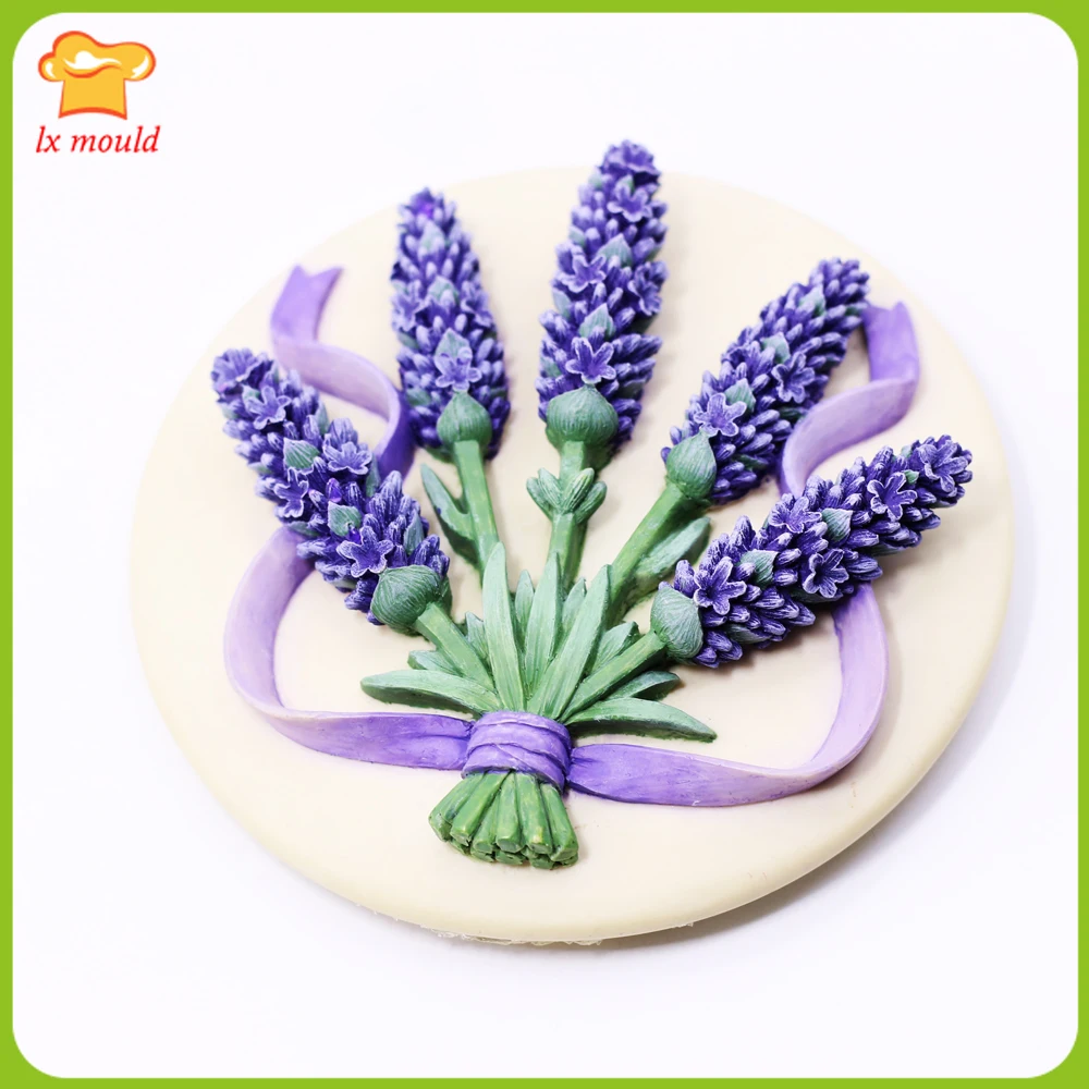 Round Lavender Silicone Mold Sugarcraft Cake Topper Decorating Baking Mould DIY Hand Diffuser Soap Aromatherapy Plaster