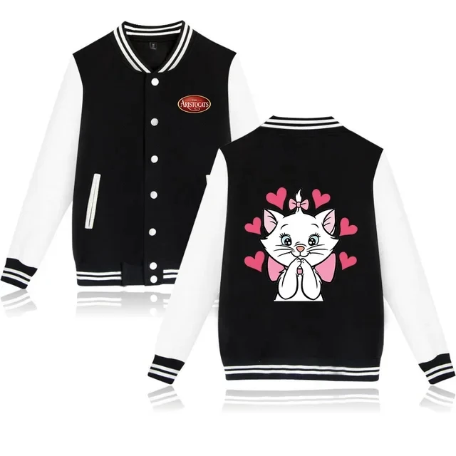 

Disney The Aristocats Marie Cat Varsity Baseball Bomber Jacket Men Women Hip Hop Harajuku Jackets Kids Boys Girls Single Coats