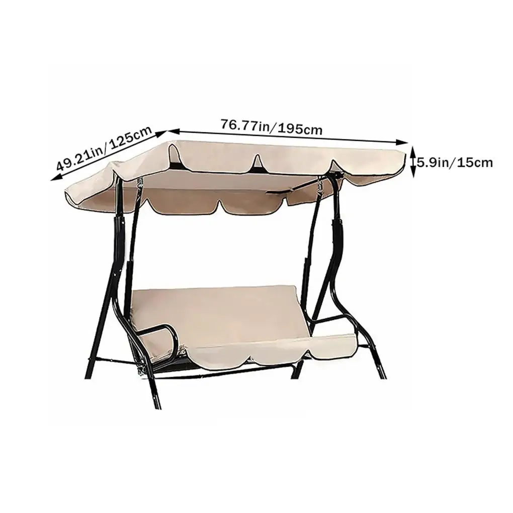 

Polyester Swing Chair Canopy Rainproof Solid Color Sunproof PA Coated Rotatable Replacing Sunshade Top Cover Beige