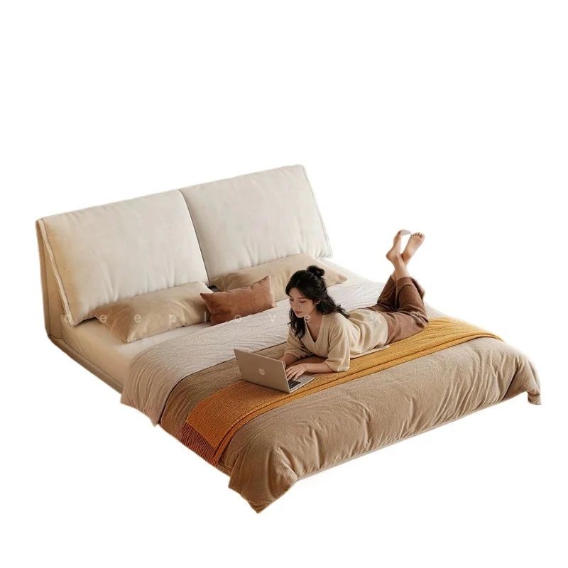 LMM simple modern master bedroom double cat scratching cloth girl light luxury suspended fabric bed